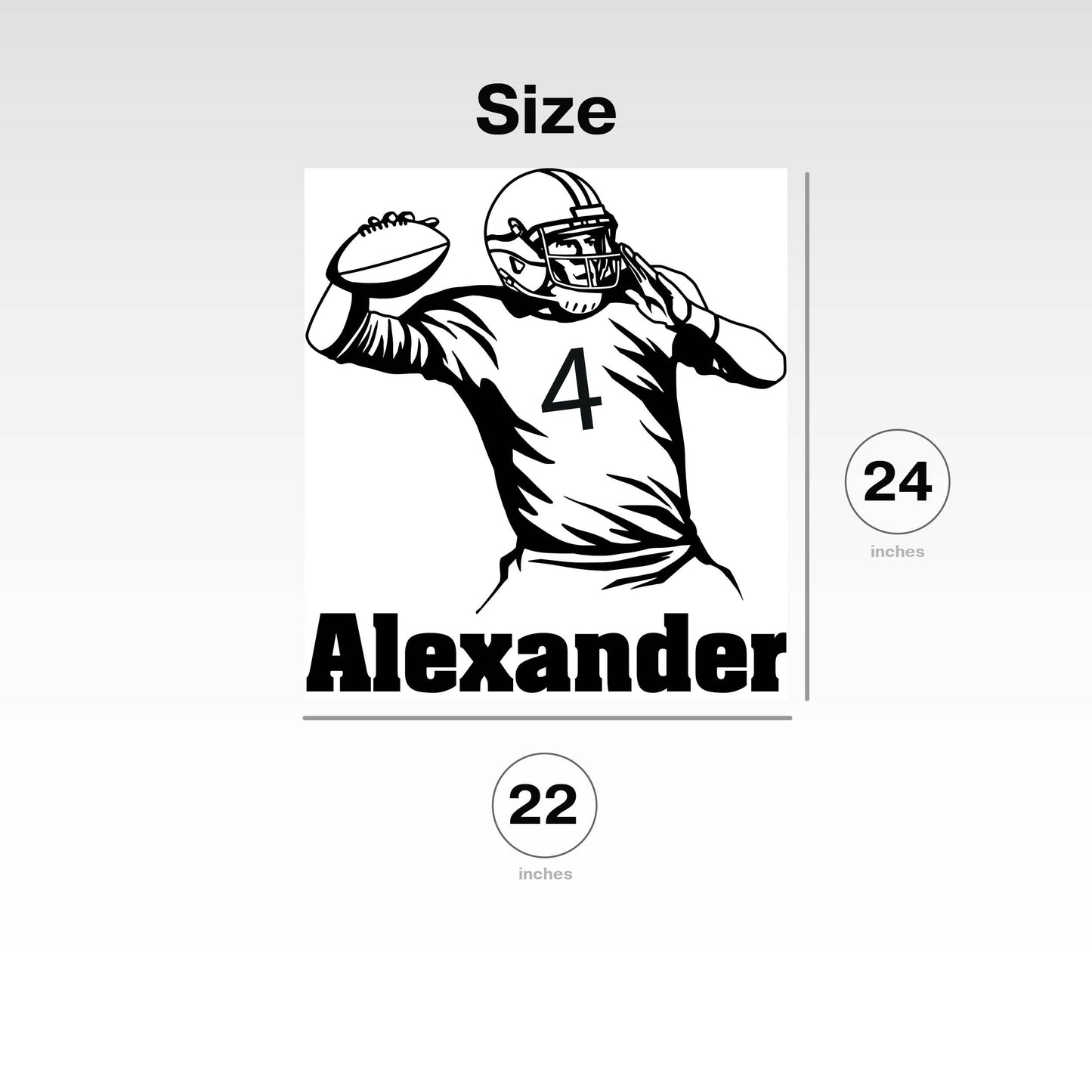 Vinyl Wall Sticker With Football Player - Custom Player Name and Number Decal