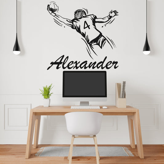 Personalized for Football Player Wall Decal - Select Your Number And Name - Sticker for Boys Room - Custom Number of Player Vinyl Decal
