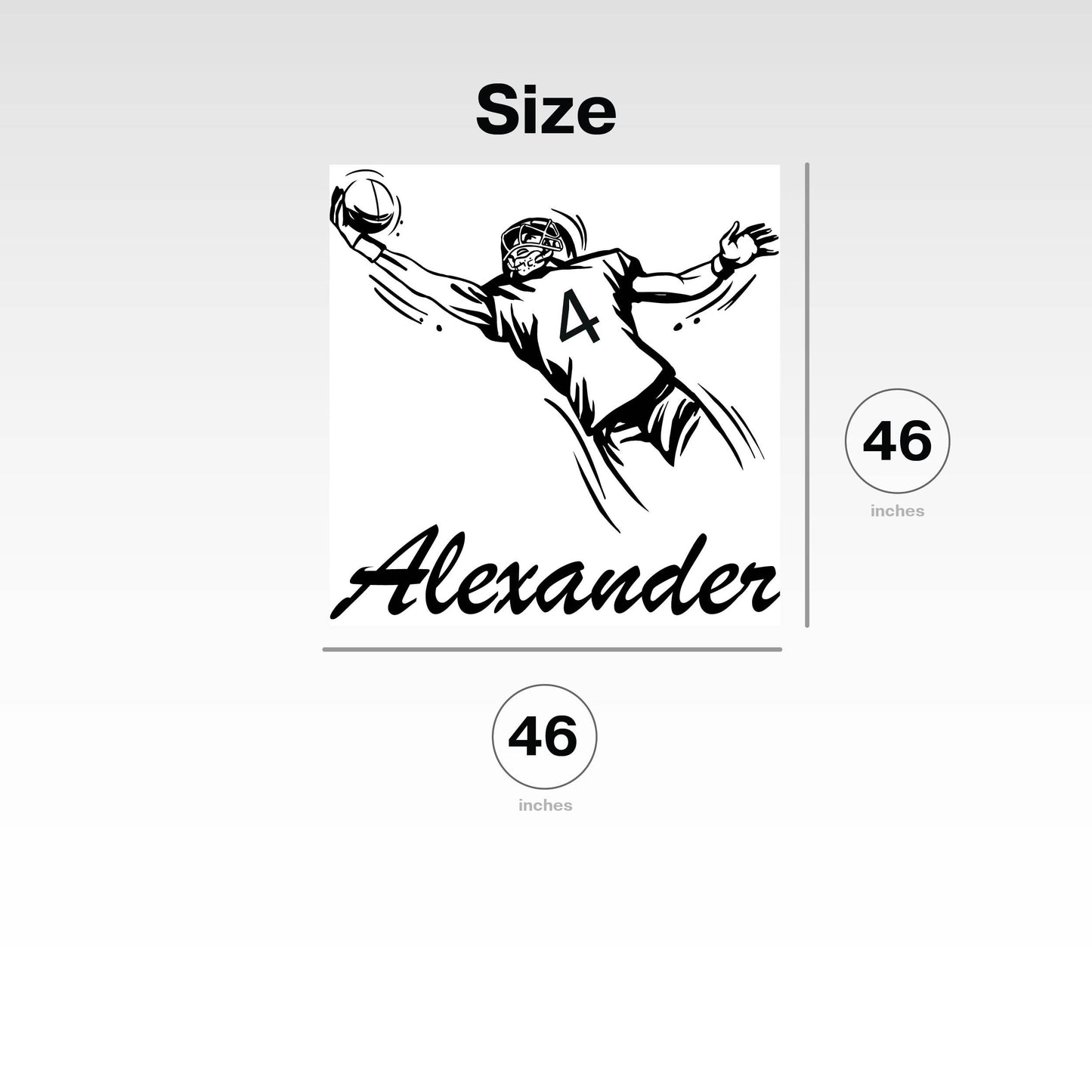 Personalized for Football Player Wall Decal - Select Your Number And Name - Sticker for Players  Room - Custom Number of Player Vinyl Decal