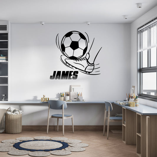 Wall Decal Soccer Ball with Your Name - Custom Decal For Kids Room - Personalized Name Wall Decal For Children - Wall Stickers For Boys