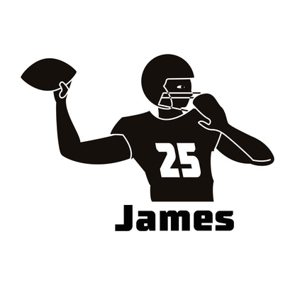 Sticker with custom player name - Personalized Football Player Decal with Ball - Custom Sport Vinyl Sticker For Living room