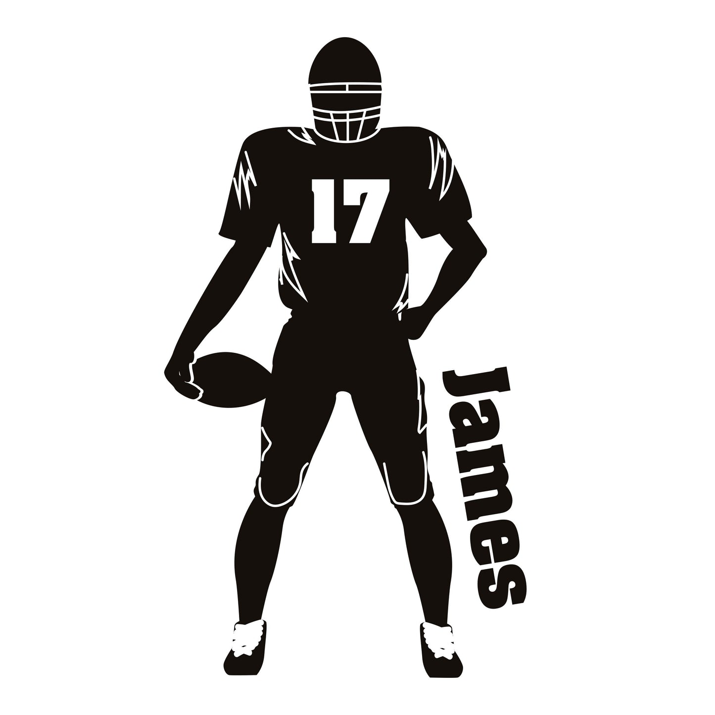 Wall Decal Personalized Football Player with Ball - Custom Sport Vinyl Sticker with Your Own Name and Number - Wall Sticker Children