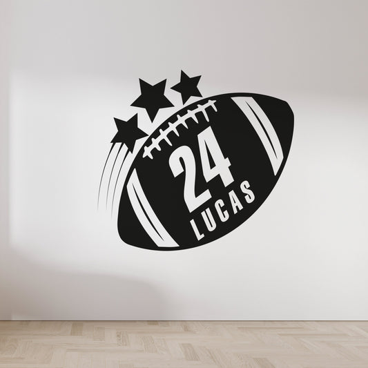 Cool Football Wall Sticker For Teens - Personalized Wall Decal - Decal For Teenagers Bedroom - Vinyl Decor For Girls and Boys Room
