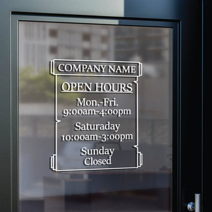 Custom Business Hours Window Sticker - Company Name Business Door Sign - Business Hours Vinyl Decal for Store Front