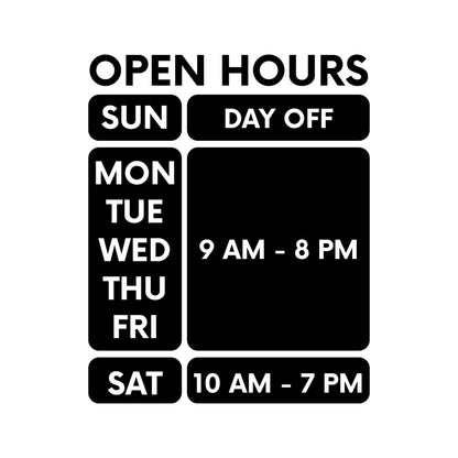 Store Opening Hours Personalised Vinyl Sticker, Door Sign