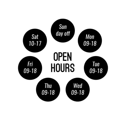 Open Hours Vinyl Sticker - Circles Business Store Hours Decal for Window - Store Business Hours - Modern Business Logos