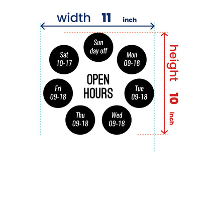 Open Hours Vinyl Sticker - Circles Business Store Hours Decal for Window - Store Business Hours - Modern Business Logos