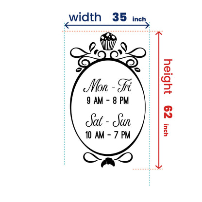 Decal for Pastry Shop Windows - Storefront Decal with Circle Hours of Operation - Pastry Shop Front Signs - Custom Business Hours Sign