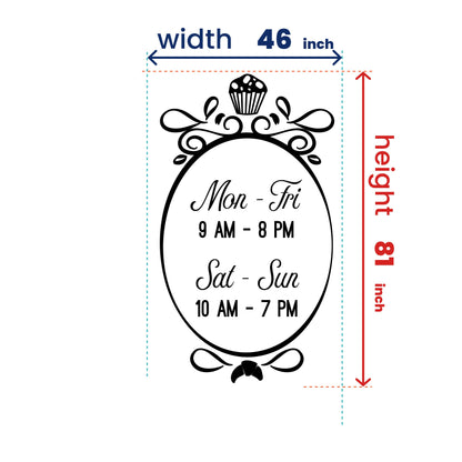 Decal for Pastry Shop Windows - Storefront Decal with Circle Hours of Operation - Pastry Shop Front Signs - Custom Business Hours Sign