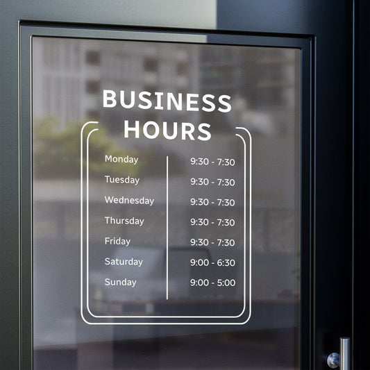 Custom Business Hours Sign - Storefront Decal - Restaurant Hours - Hours Of Operation Sign - Custom Hours - Business Hours