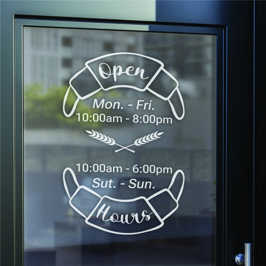 Custom Vinyl Decal - Opening Hours Decals on Door Window - Custom business logo decals - Custom Business Hours Signage Sticker