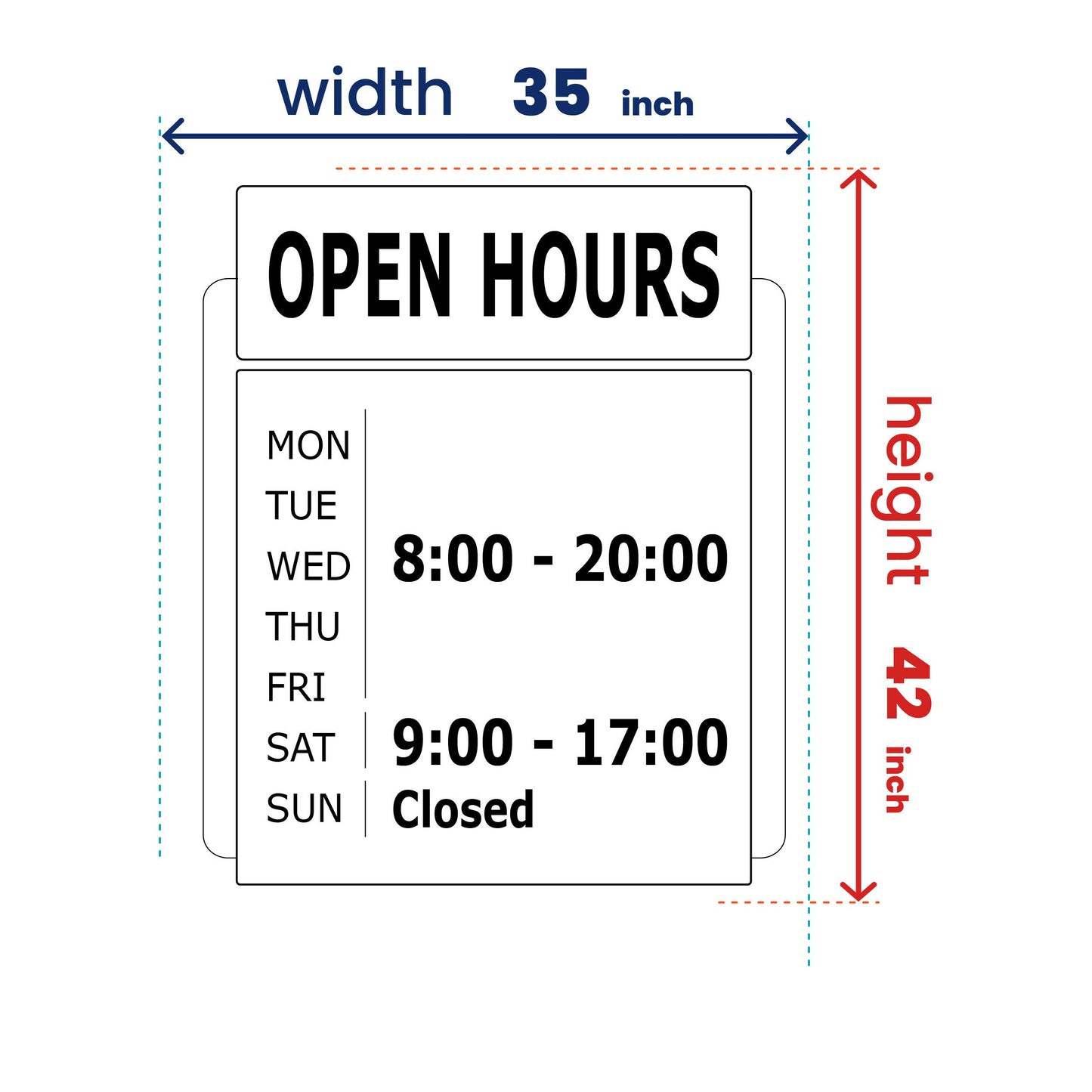 Vinyl Decal - Salon Shop Working Time - Custom Business Sign Decal - Store hours sign - Open and Close Time Poster - Weekly Store Hours Sign