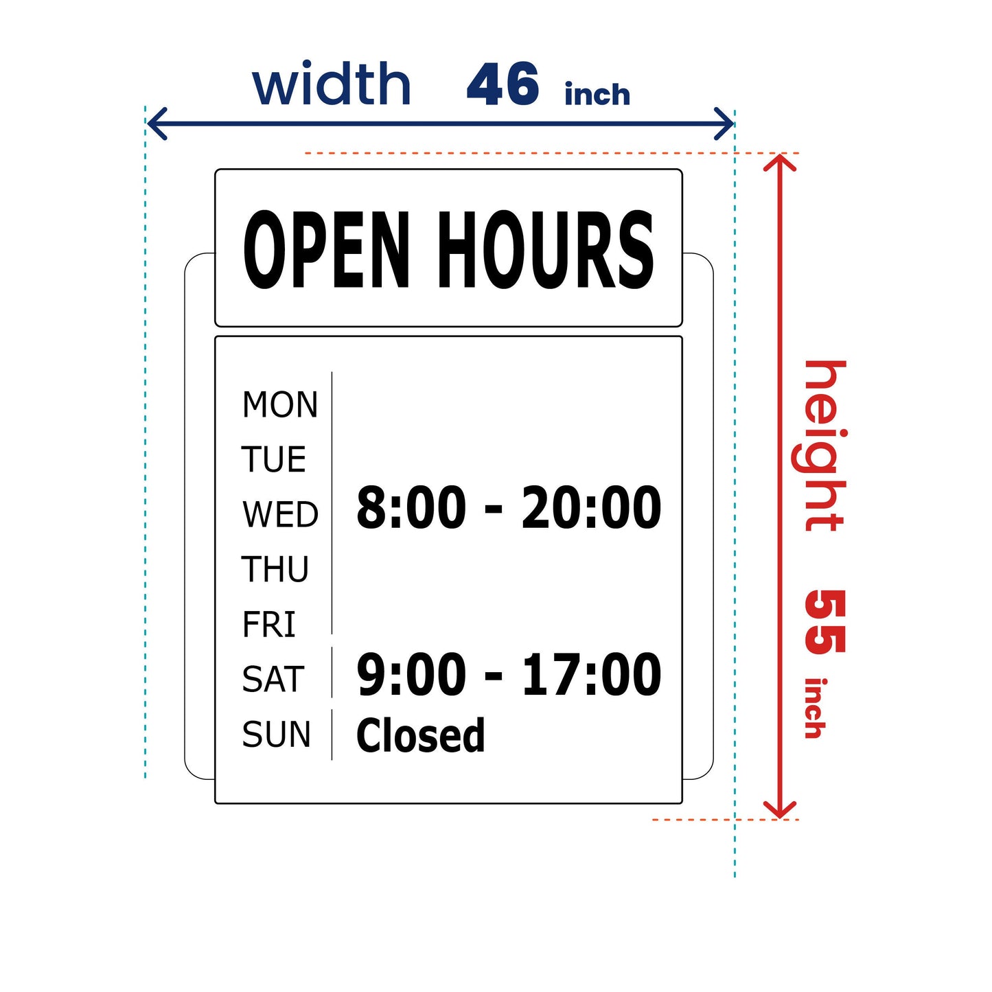 Vinyl Decal - Salon Shop Working Time - Custom Business Sign Decal - Store hours sign - Open and Close Time Poster - Weekly Store Hours Sign