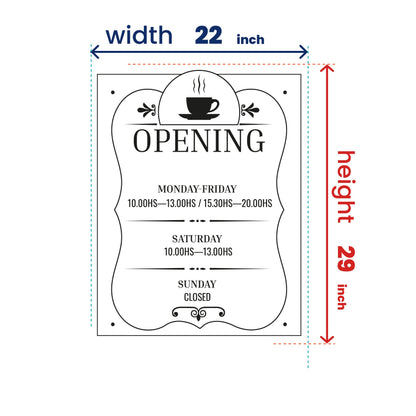 Personalized Coffee Shop Vinyl Decal -Custom Hours and Business Logo