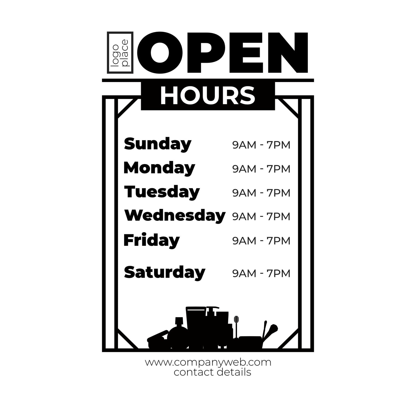 Customised Bussines Hours Vinyl Sticker for Shop