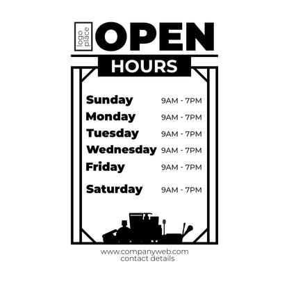 Customised Bussines Hours Vinyl Sticker for Shop