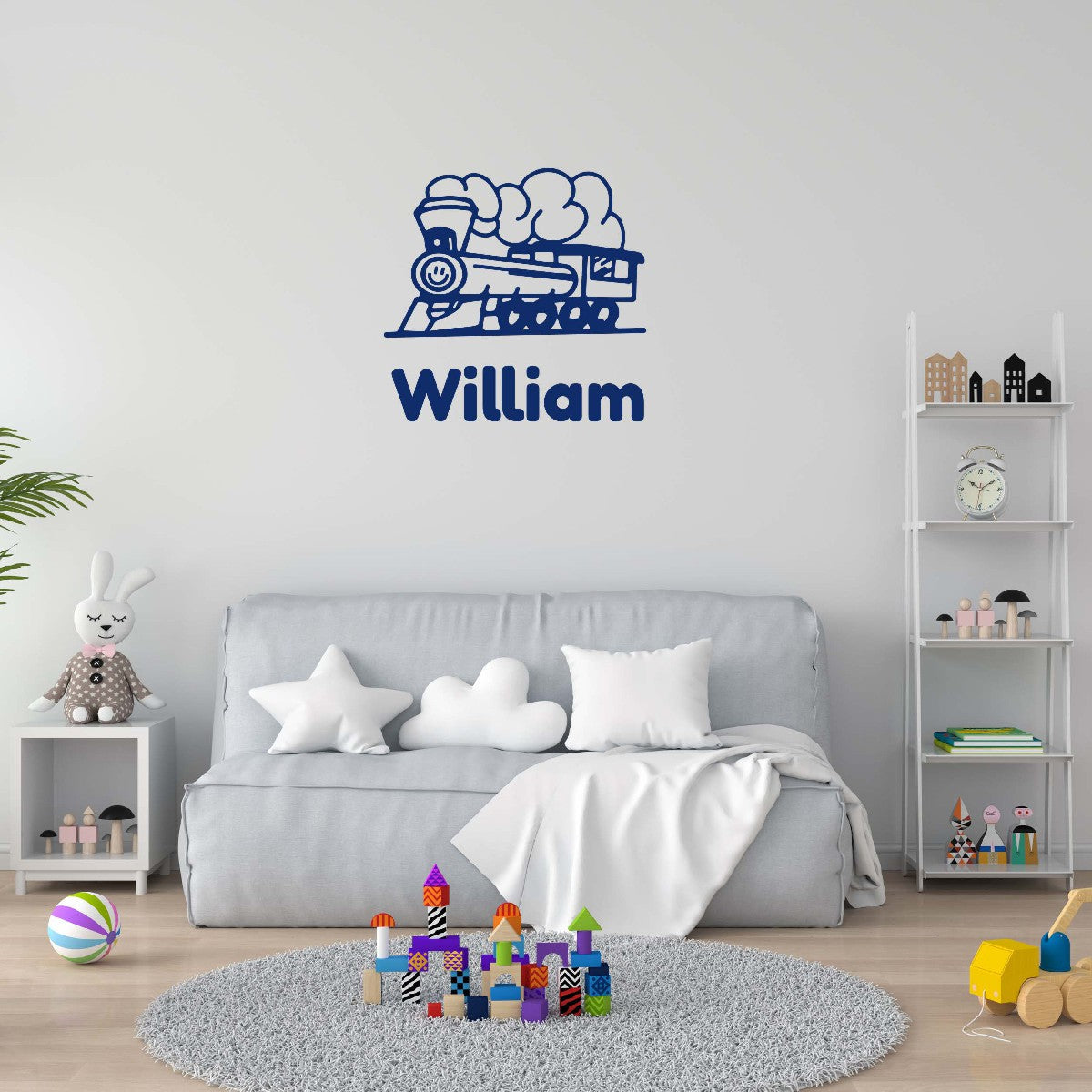 Personalized Name Stickers with Locomotive - Fade-Resistant Custom Name Stickers for any Kids Bedroom Decor - Removable Name Decals for Walls Furniture Laptop