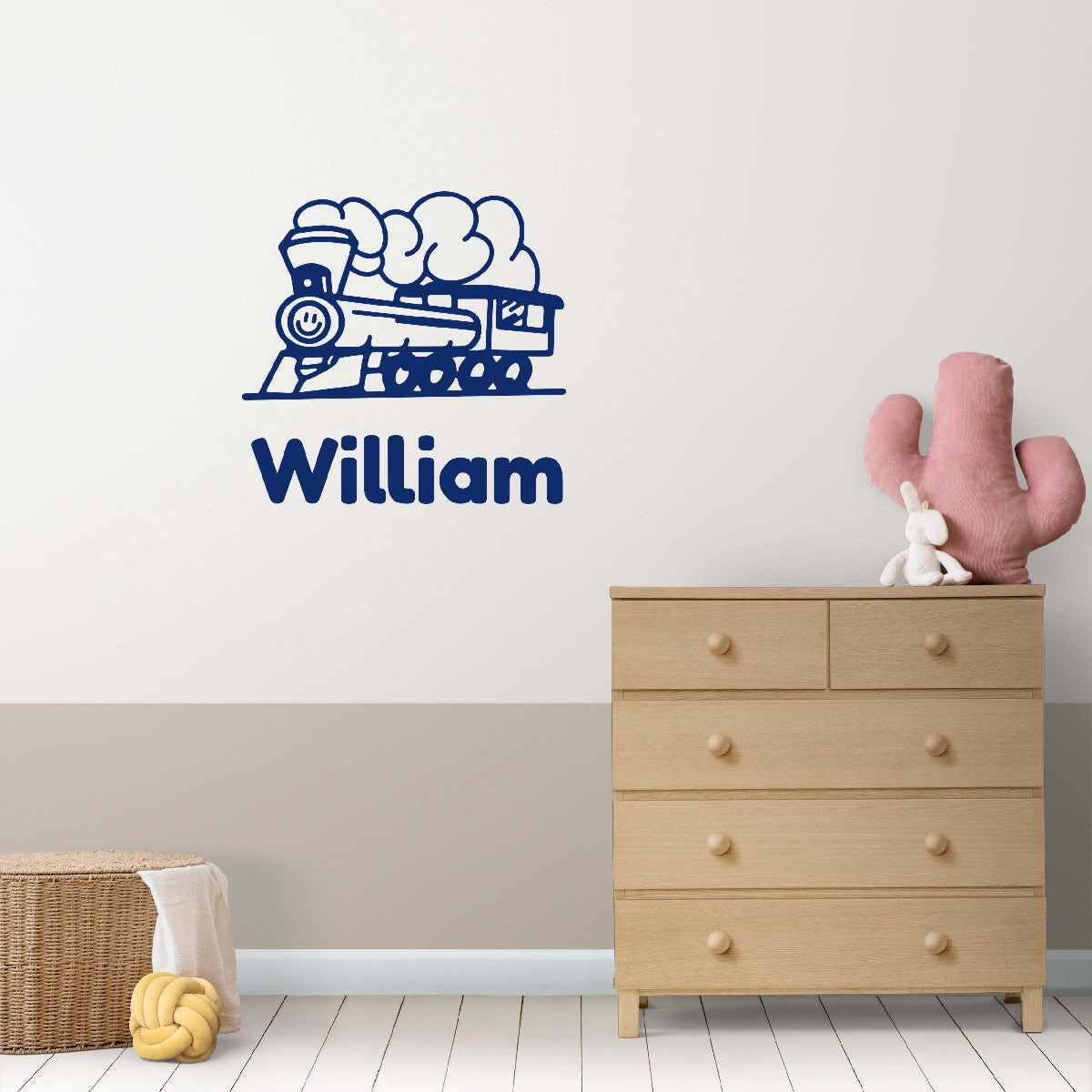 Personalized Name Stickers with Locomotive - Fade-Resistant Custom Name Stickers for any Kids Bedroom Decor - Removable Name Decals for Walls Furniture Laptop