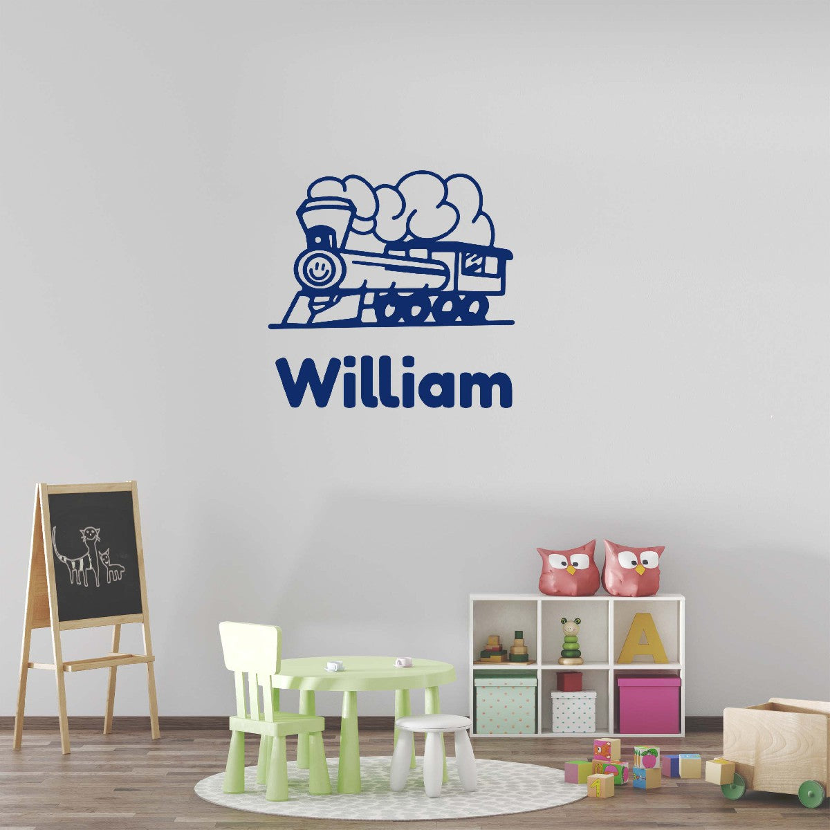 Personalized Name Stickers with Locomotive - Fade-Resistant Custom Name Stickers for any Kids Bedroom Decor - Removable Name Decals for Walls Furniture Laptop
