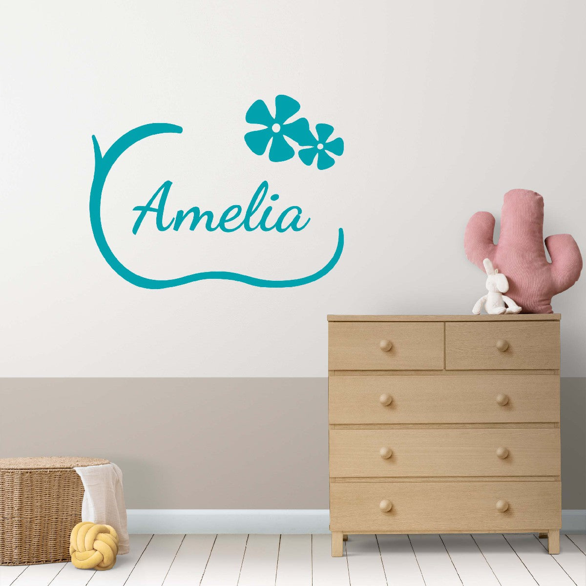 Personalized Name Stickers with Flowers - Easily-Applied Custom Name Stickers for Kids Bedroom Laptop Furniture - Durable Name Wall Decals for Girls and Boys
