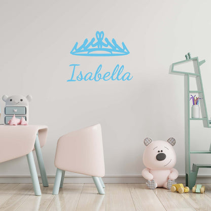 Personalized Name Stickers with Crown - Fade-Resistant Custom Name Stickers for Kids Bedroom - Lovely Name Decals for Walls Doors Laptops - Unique Name Decal