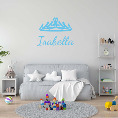 Personalized Name Stickers with Crown - Fade-Resistant Custom Name Stickers for Kids Bedroom - Lovely Name Decals for Walls Doors Laptops - Unique Name Decal