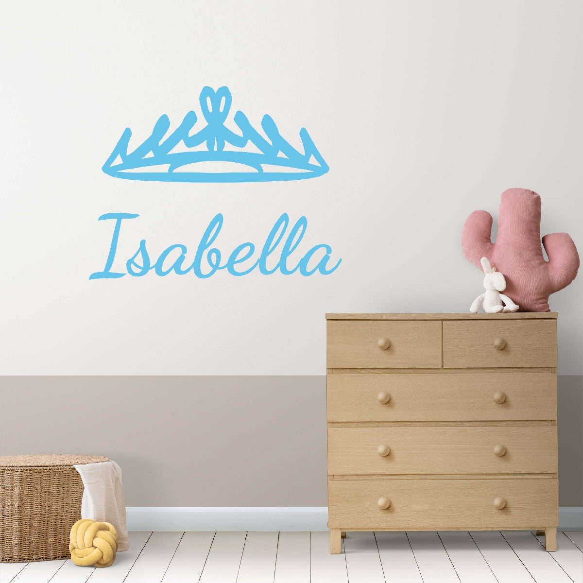 Personalized Name Stickers with Crown - Fade-Resistant Custom Name Stickers for Kids Bedroom - Lovely Name Decals for Walls Doors Laptops - Unique Name Decal