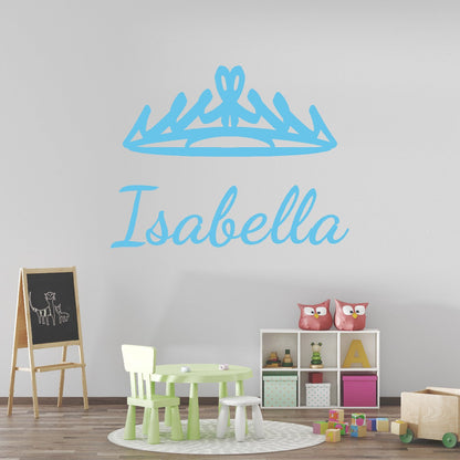 Personalized Name Stickers with Crown - Fade-Resistant Custom Name Stickers for Kids Bedroom - Lovely Name Decals for Walls Doors Laptops - Unique Name Decal