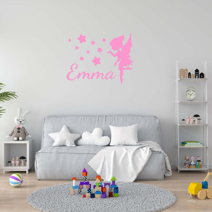 Personalized Name Stickers with Fairy and Stars - Durable Custom Name Stickers for Furniture Laptops - Unique Name Wall Decals for Girls and Boys - Cute Name Decal