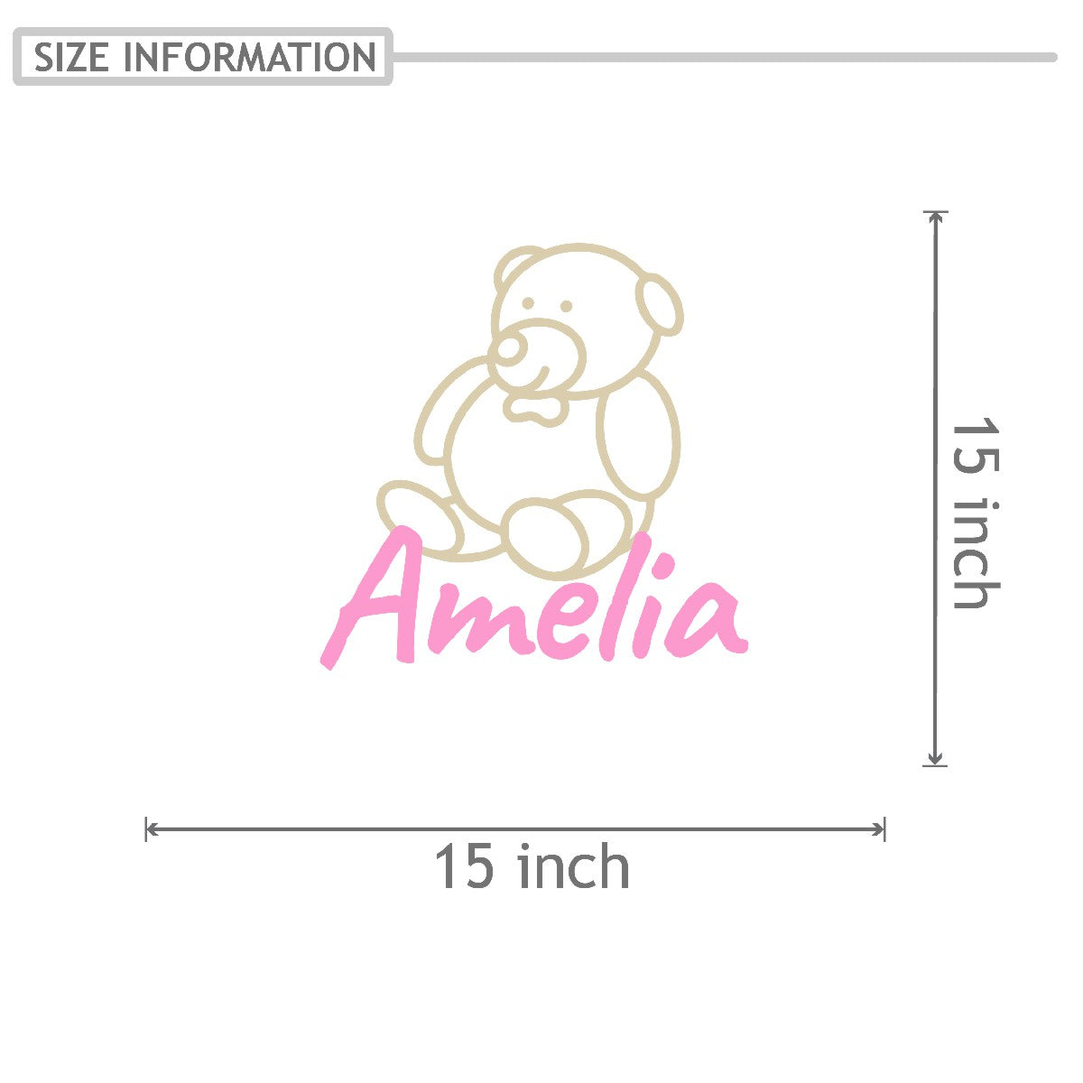 Personalized Name Stickers with Teddy Bear - Easily-Applied Custom Name Stickers for Kids Bedroom Laptop Furniture - Lovely Name Wall Decals for Girls and Boys