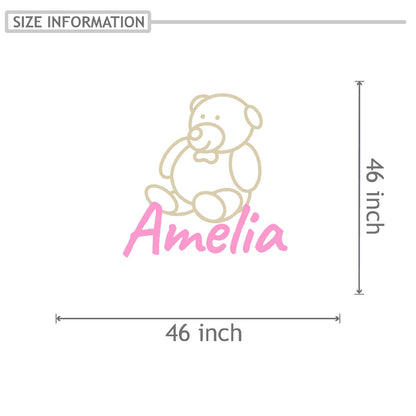 Personalized Name Stickers with Teddy Bear - Easily-Applied Custom Name Stickers for Kids Bedroom Laptop Furniture - Lovely Name Wall Decals for Girls and Boys