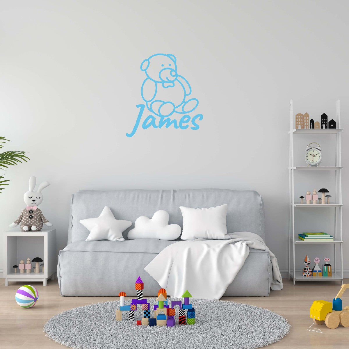 Personalized Name Stickers with Cute Teddy Bear - Durable Custom Name Stickers for Kids Bedroom Laptop Furniture - Lovely Name Wall Decals for Girls and Boys