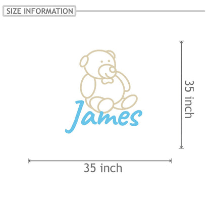 Personalized Name Stickers with Cute Teddy Bear - Durable Custom Name Stickers for Kids Bedroom Laptop Furniture - Lovely Name Wall Decals for Girls and Boys