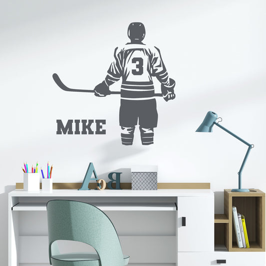 Ice Hockey Wall Decals for Personalized Hockey Room Decor - Hockey Wall Stickers - Hockey Personalized Wall Decal