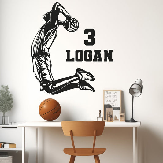Personalized Sports Room Decor - Basketball Wall Stickers with Custom Name - Boys Room Basketball Decals - Custom Basketball Wall Decal