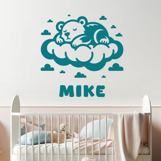 Bear Wall Decals with Custom Name - Bear Wall Decals Nursery - Personalized Name Decal with Forest Animal Designs - Animals Decals for Kids Room Design 01