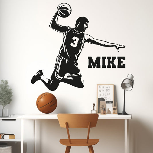 Custom Name Basketball Decals - Personalized Sports Wall Art - Boys Room Basketball Stickers - Personalized Basketball Player Stickers