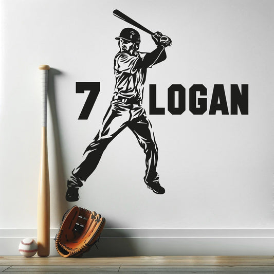 Personalized Baseball Player Wall Decal - Baseball Pitcher Wall Decal - Baseball Bat Wall Decal - Custom Basebal Wall Decal - Custom Baseball Name Wall Decal