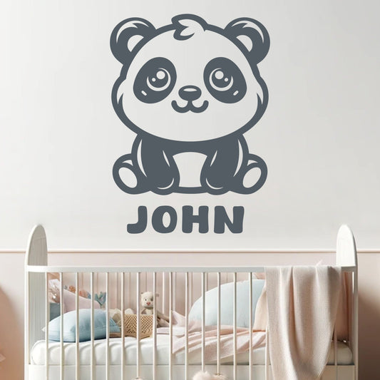 Animal Wall Decals - Nursery Wall Decal - Panda Wall Stickers - Personalized Animal Nursery Wall Stickers - Baby Room Wall Decals Name