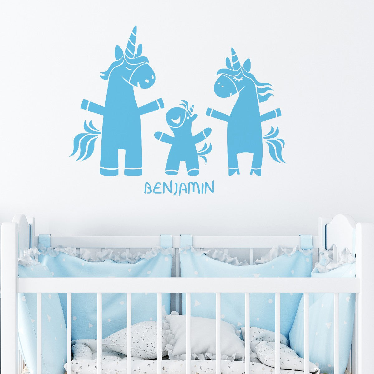 Customizable Unicorn Family Wall Decals -  Vinyl Stickers Depicting Whimsical Unicorn Family - Personalize with Name for Enchanting Unicorn Room Decor