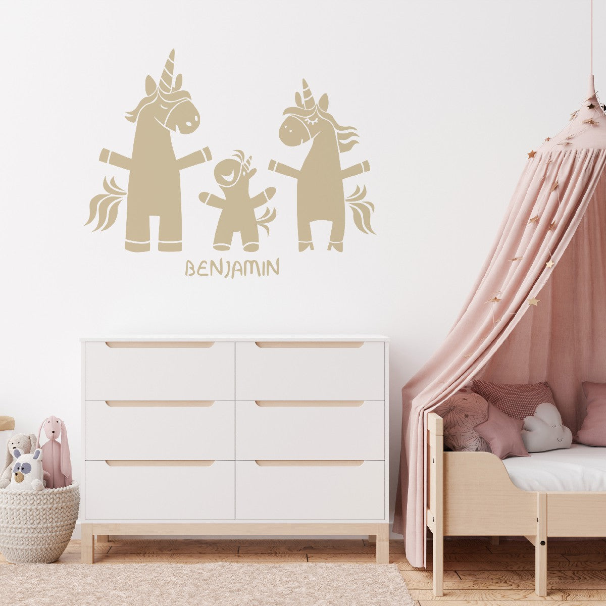 Customizable Unicorn Family Wall Decals -  Vinyl Stickers Depicting Whimsical Unicorn Family - Personalize with Name for Enchanting Unicorn Room Decor