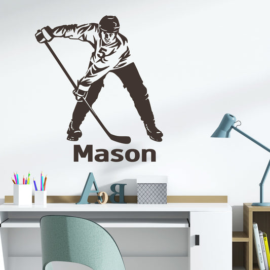 Personalized Ice Hockey Wall Decals for Boys' Room Decor - Hockey Room Decor - Hockey Decor for Boys Room - Hockey Wall Stickers: