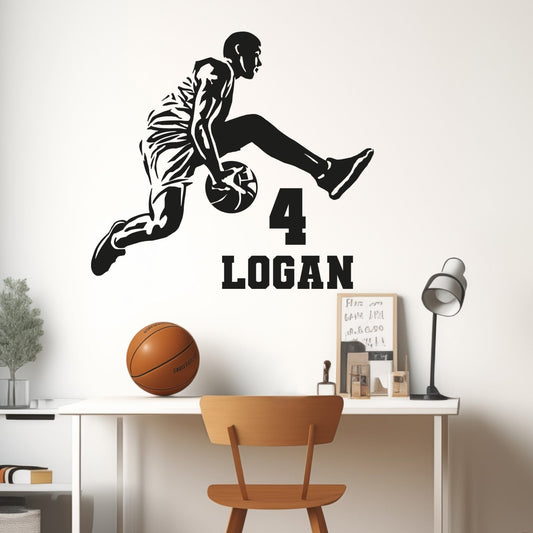 Personalized Basketball Wall Stickers for Boys - Custom Name Basketball Room Decals - Sports Wall Decor - Custom Basketball Wall Decal