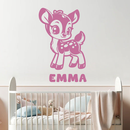 Deer Stickers for Walls - Nursery Wall Decal - Deer Nursery Decals - Animals Wall Stickers for Nursery - Personalized Name Wall Decal Design 01