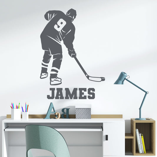 Hockey Wall Stickers - Personalized Ice Hockey Wall Decals for Hockey Lovers - Hockey Room Decor and Hockey Wall Clings - Hockey Wall Decal