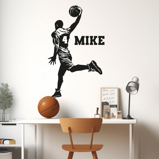 Basketball Theme Wall Stickers - Custom Name Decals for Boys Bedroom - Personalized Sports Room Decor - Basketball Wall Stickers With Name
