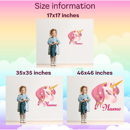 Customizable Designs Featuring Your Child's Name - Personalized Unicorn Wall Decals - Magical Realms with Colored Unicorn Vinyl Stickers