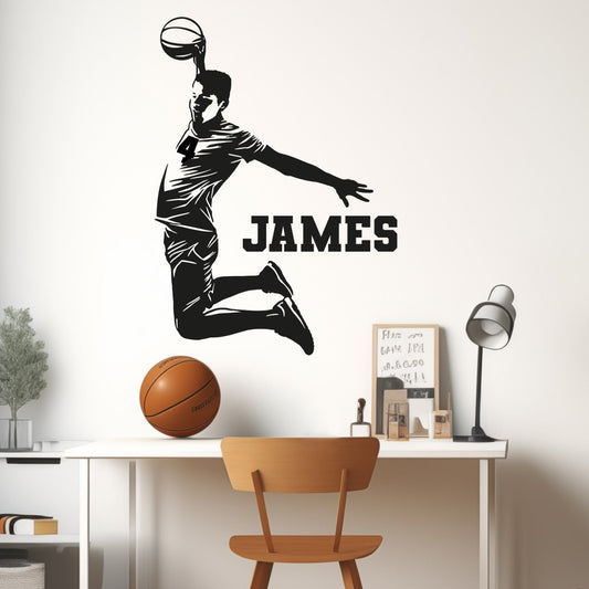 Custom Basketball Decor for Boys Room - Personalized Name Wall Stickers - Basketball Player Wall Decals - Basketball Decorations for Bedroom - Wall Sticker Basketball