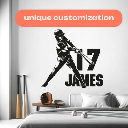 Baseball Decals for Boys Room - Baseball Large Wall Decal - Personalize Wall Stickers for Bedroom - Baseball Wall Decal Personalized - Custom Baseball Name Decal