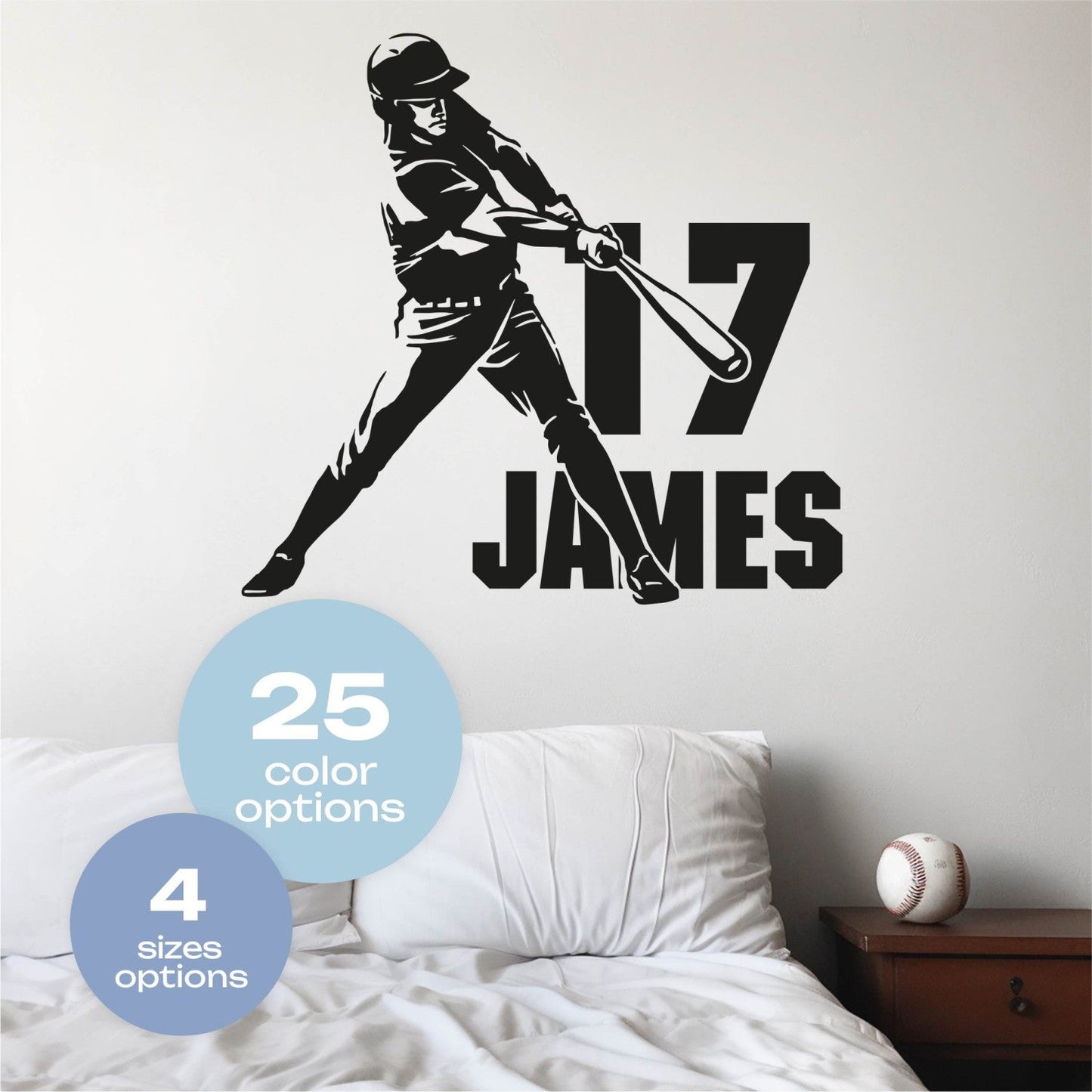 Baseball Decals for Boys Room - Baseball Large Wall Decal - Personalize Wall Stickers for Bedroom - Baseball Wall Decal Personalized - Custom Baseball Name Decal